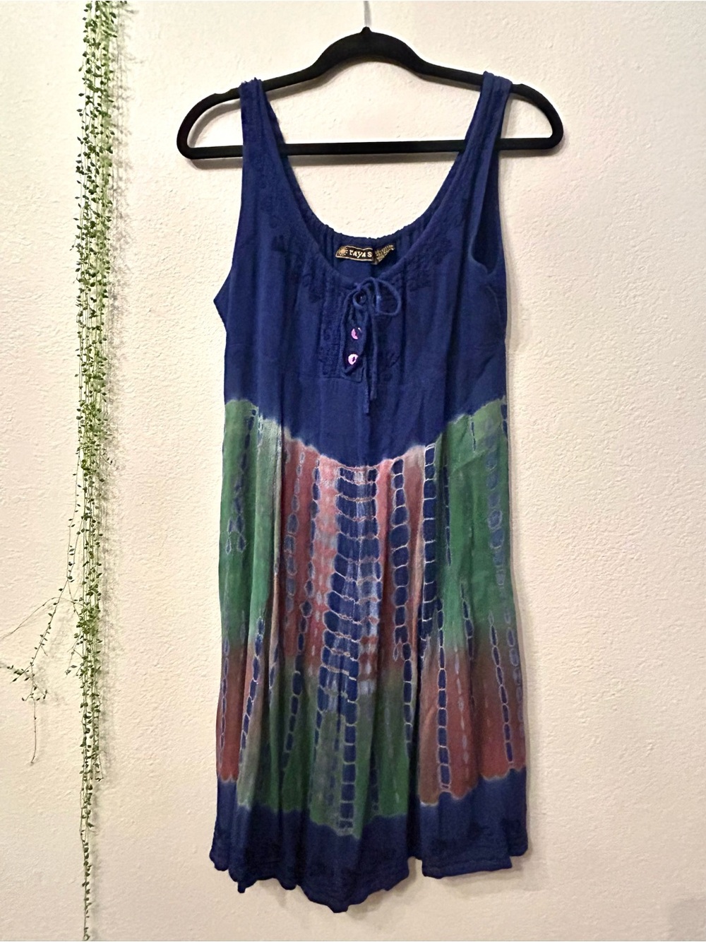 Raya Sun Navy Tie Dye & Embroidered Hippie Sundress